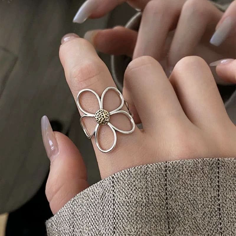 Flower Two-color Open Ring Wholesale Women