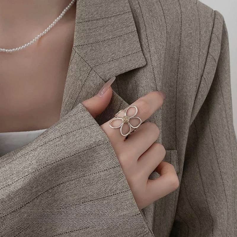 Flower Two-color Open Ring Wholesale Women