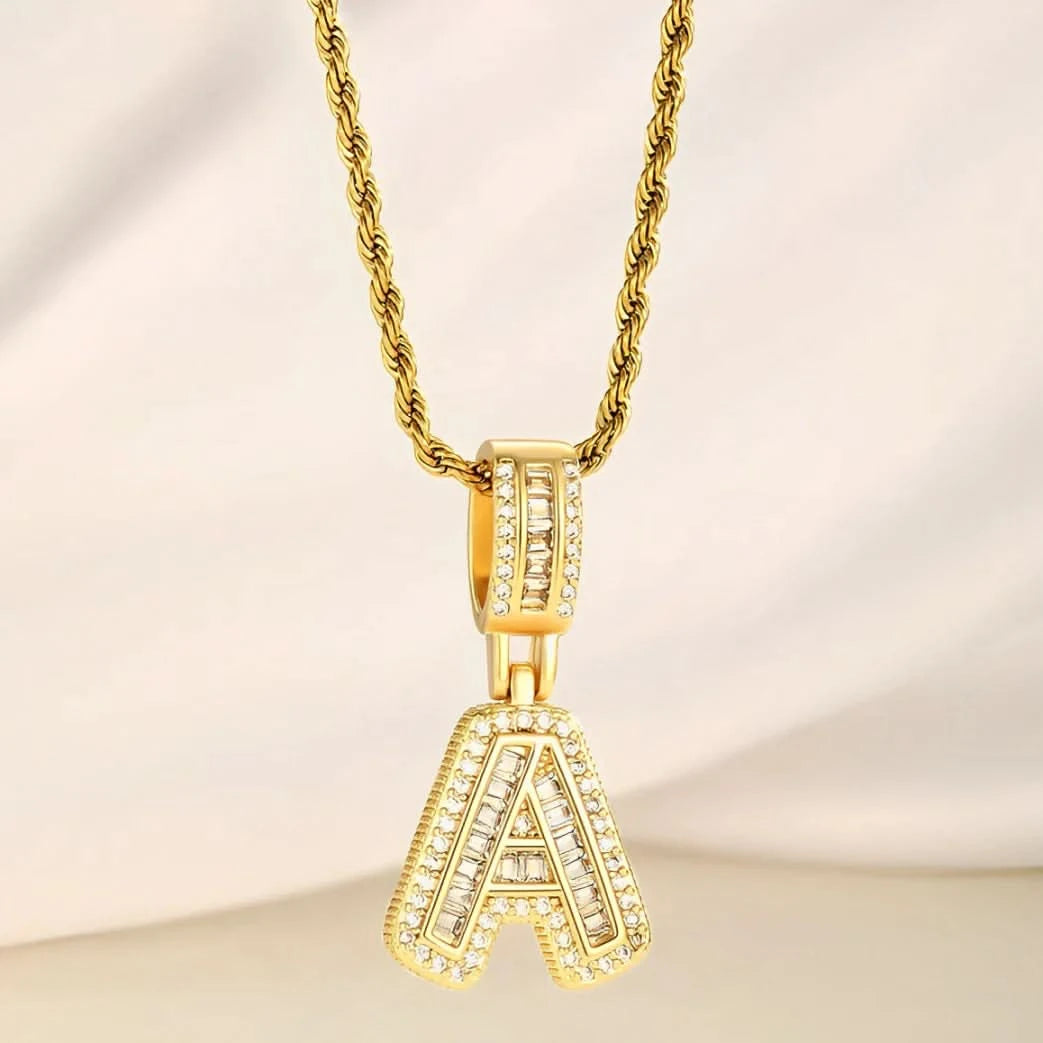 Crystal Initial Pendant
