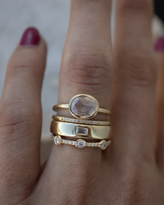 Vintage Gold & Zirconia Ring Set