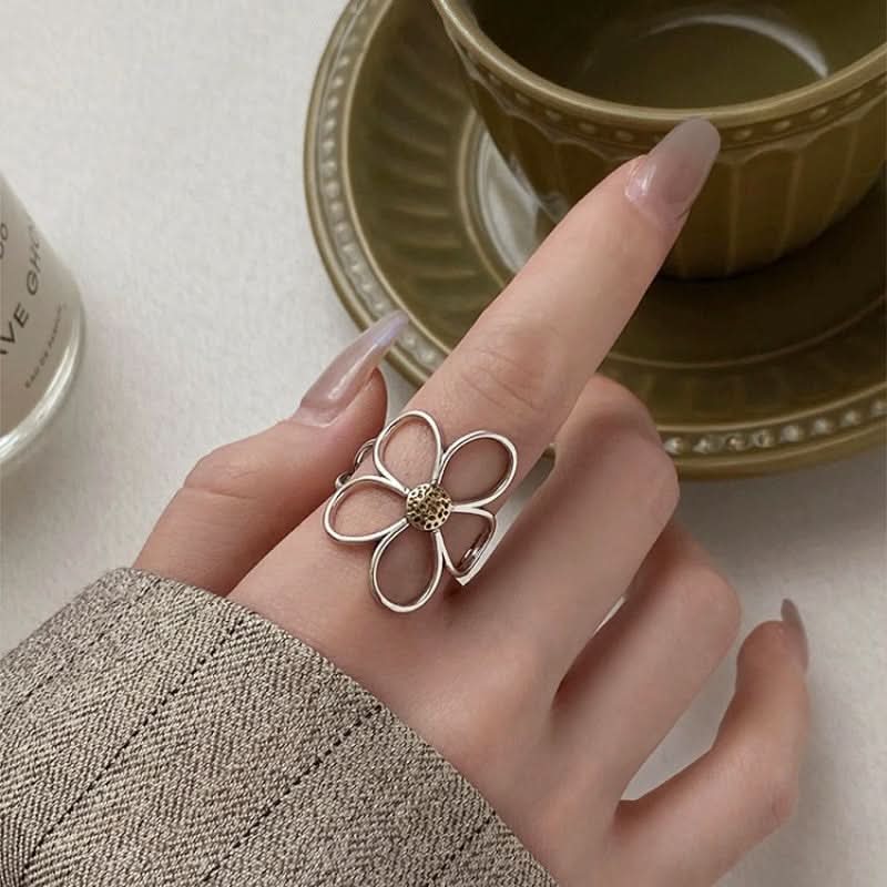 Flower Two-color Open Ring Wholesale Women