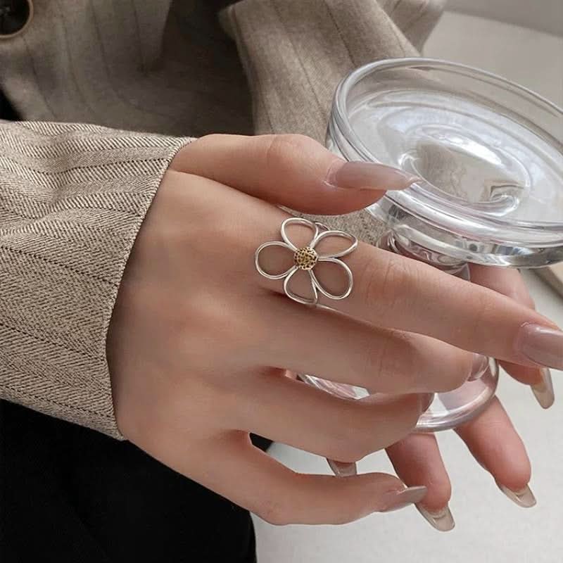 Flower Two-color Open Ring Wholesale Women